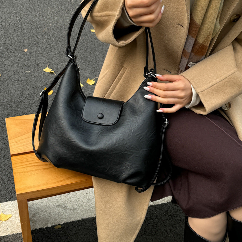 High-end retro large-capacity backpack for women, new 2025 autumn/winter versatile multi-functional crossbody tote bag