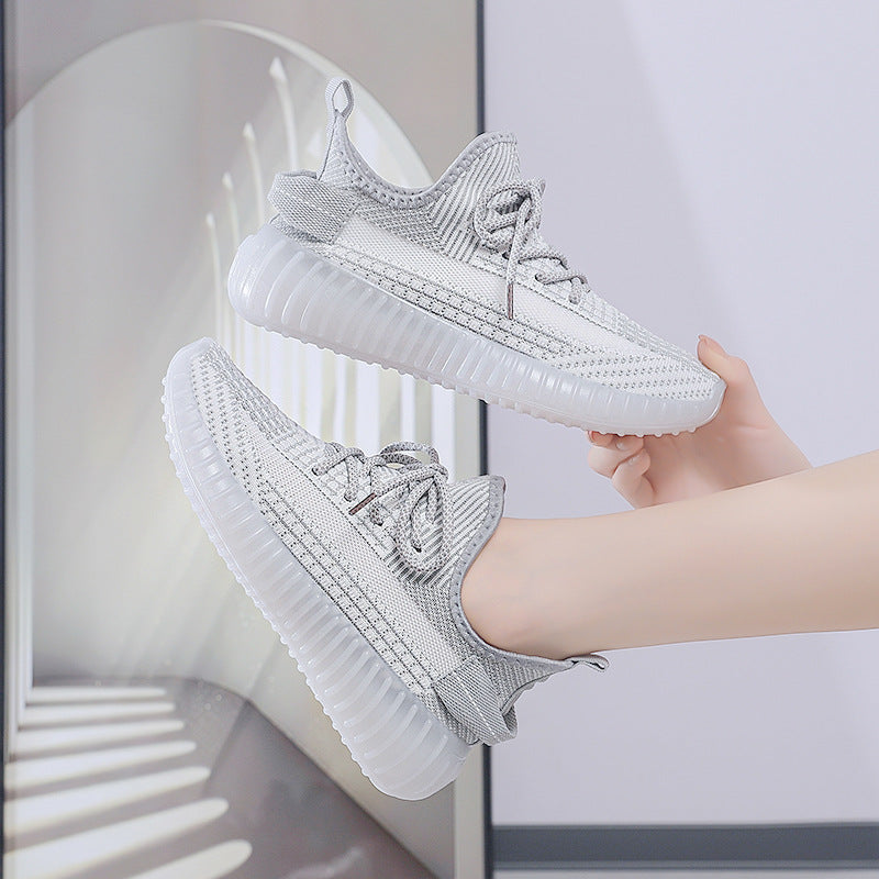 2025 new flyknit mesh women's shoes - summer breathable casual sneakers, versatile dad shoes, trendy athletic shoes