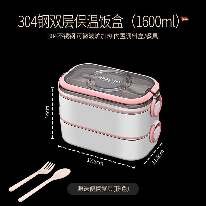 304 stainless steel multi-layer fresh-keeping bento box, portable lunch box for office workers, can be heated in microwave oven and insulated lunch box