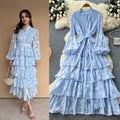 French chic lace patchwork tie-waist ruffle hem dress - women's autumn slimming elegant maxi dress