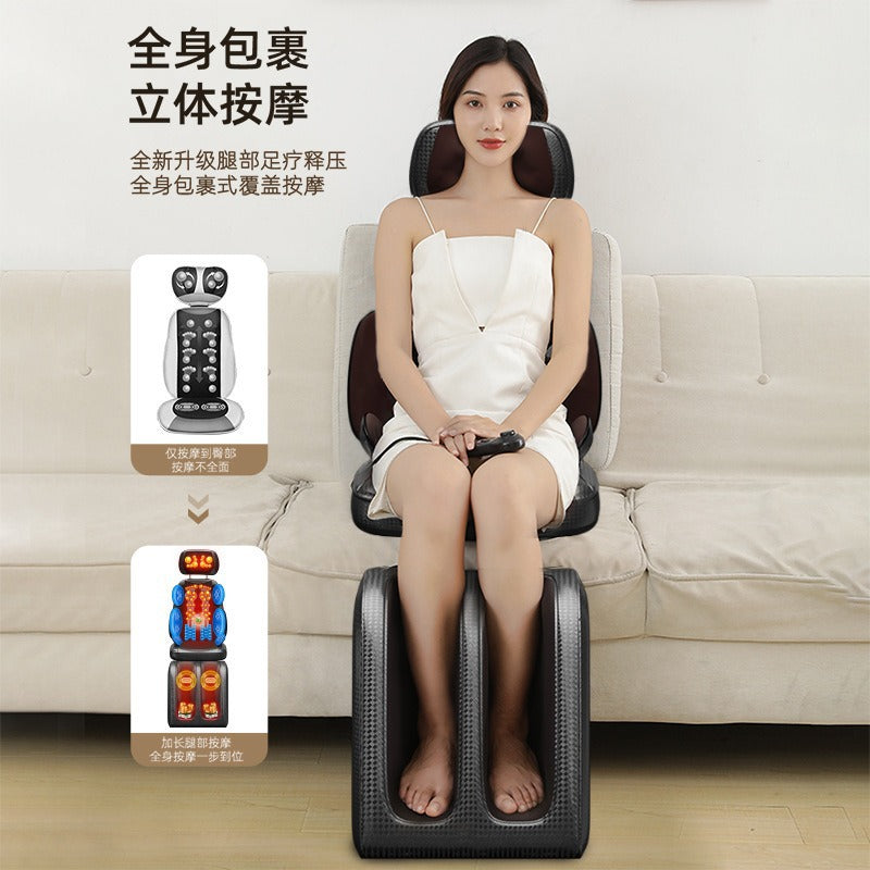 Cervical spine massager - multifunctional electric smart massage cushion for home use - neck, back, and lumbar kneading massage chair pad