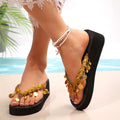 plus size flip-flops for women, 2025 summer european and american style, temu hot seller, lightweight outdoor wear, tassel sandals for women