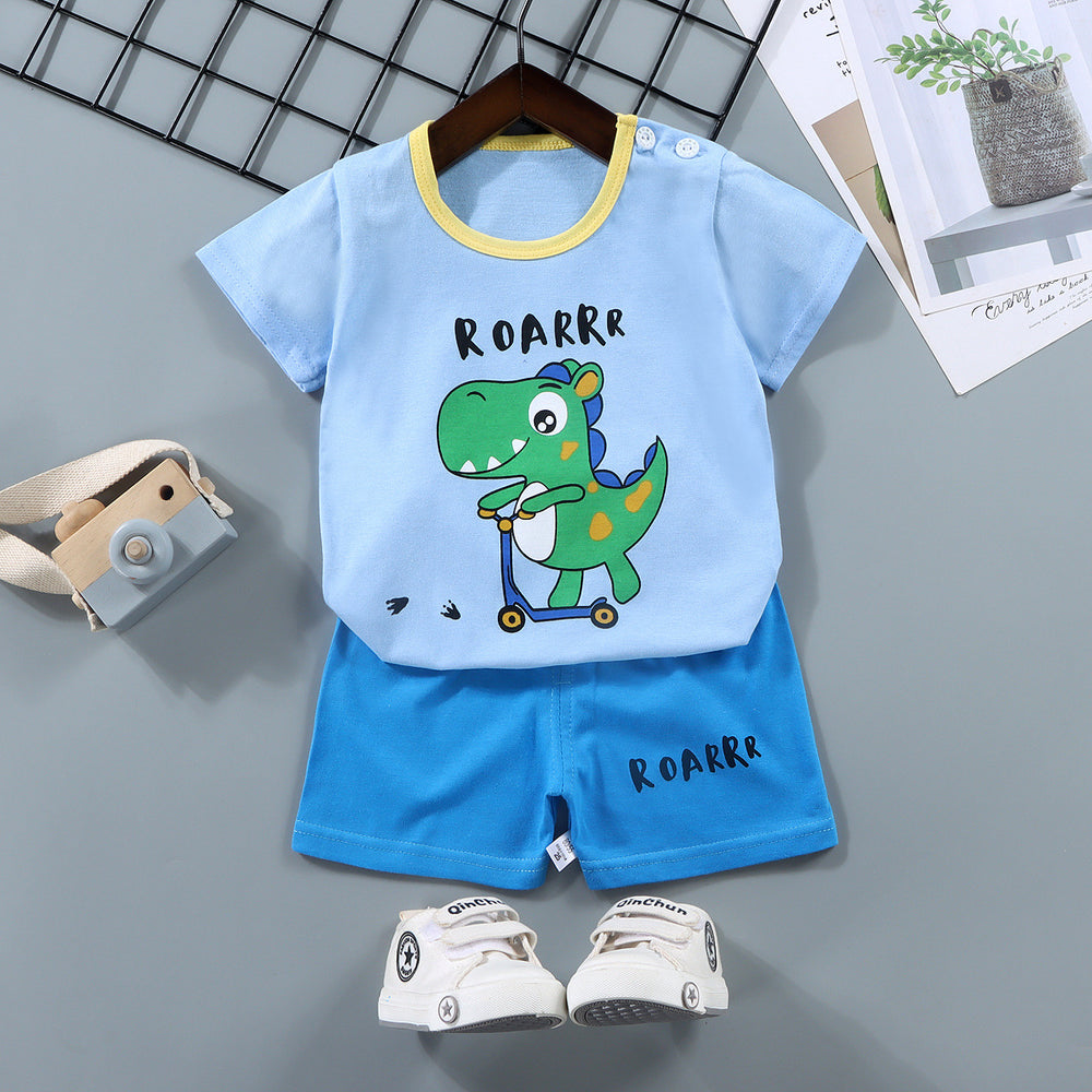Kids' short-sleeve set: 100% cotton boys' t-shirt & baby summer outfit - girls' shorts, infant clothing, wholesale summer apparel