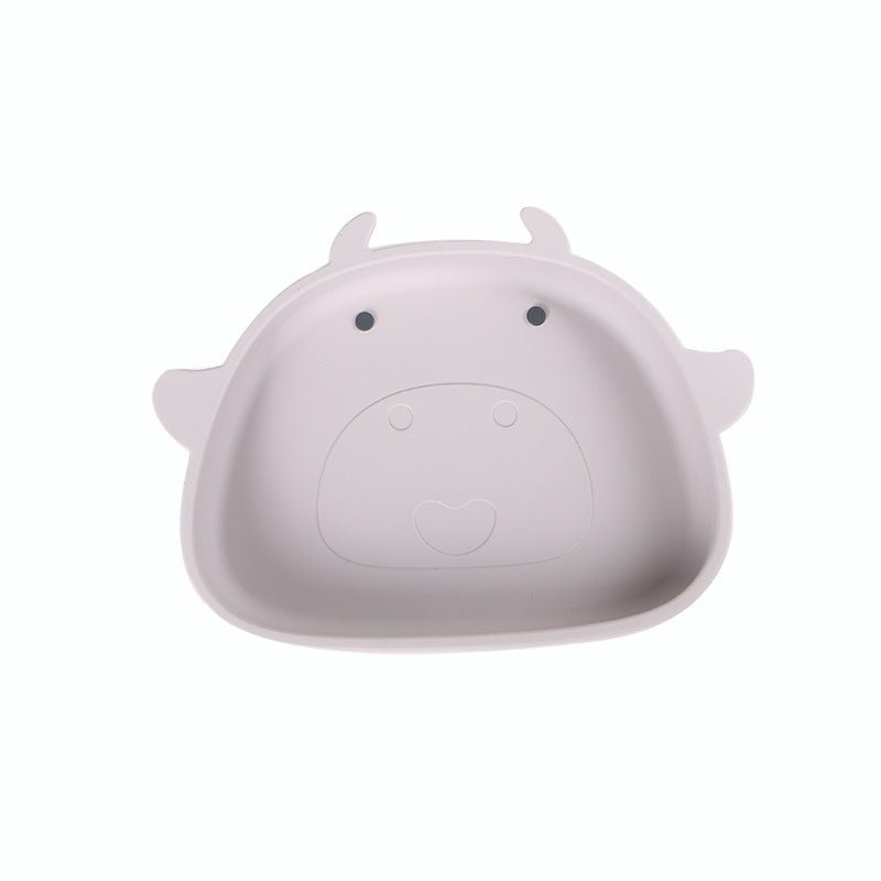 Amazon cartoon silicone plate kids food bowl suction bowl baby feeding utensils baby food suction plate drop-proof