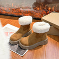 Retro suede thick soleboots women's 2025winternew arrivalfleece-linedheattech snow boots birkenstock shoes cotton shoes short boots