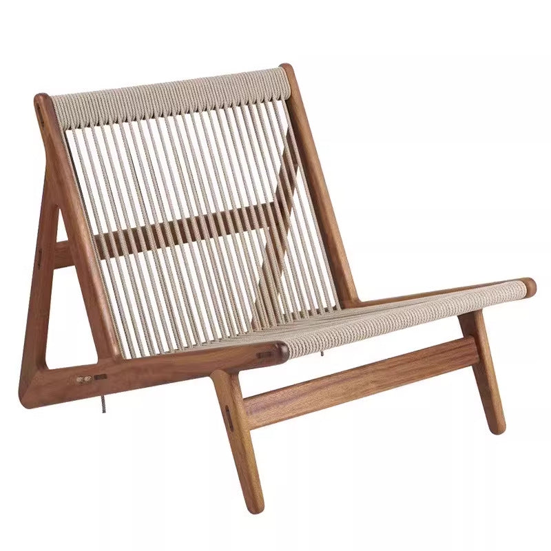 Outdoor sofa balcony courtyard rattan chair hotel teak wabi-sabi style b&b outdoor garden solid wood rattan leisure chair