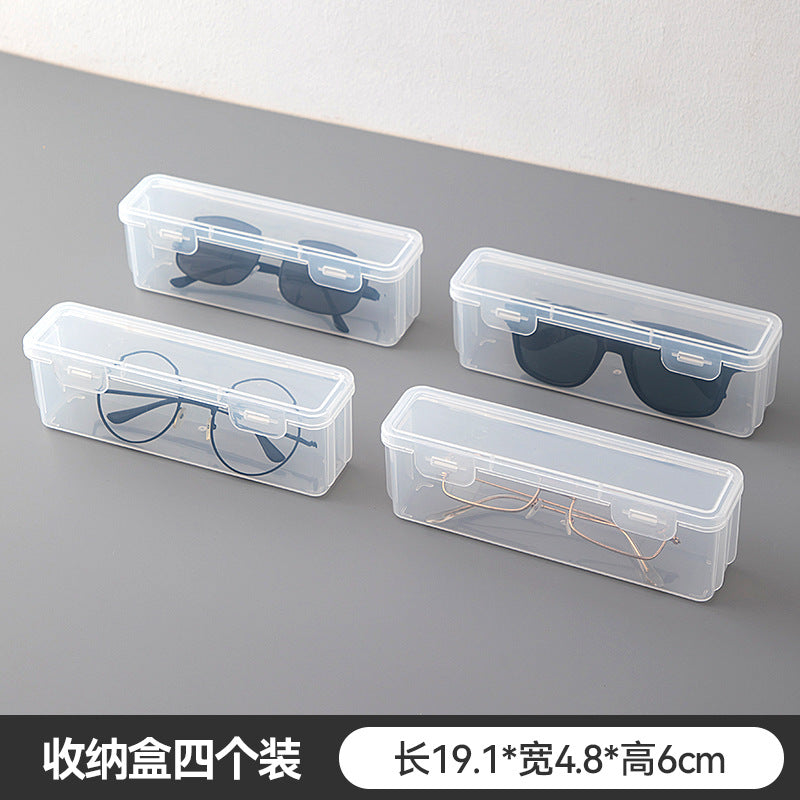 Desktop transparent dust-proof with cover glasses storage box Plastic sealing Multifunctional stackable portable sunglasses storage box