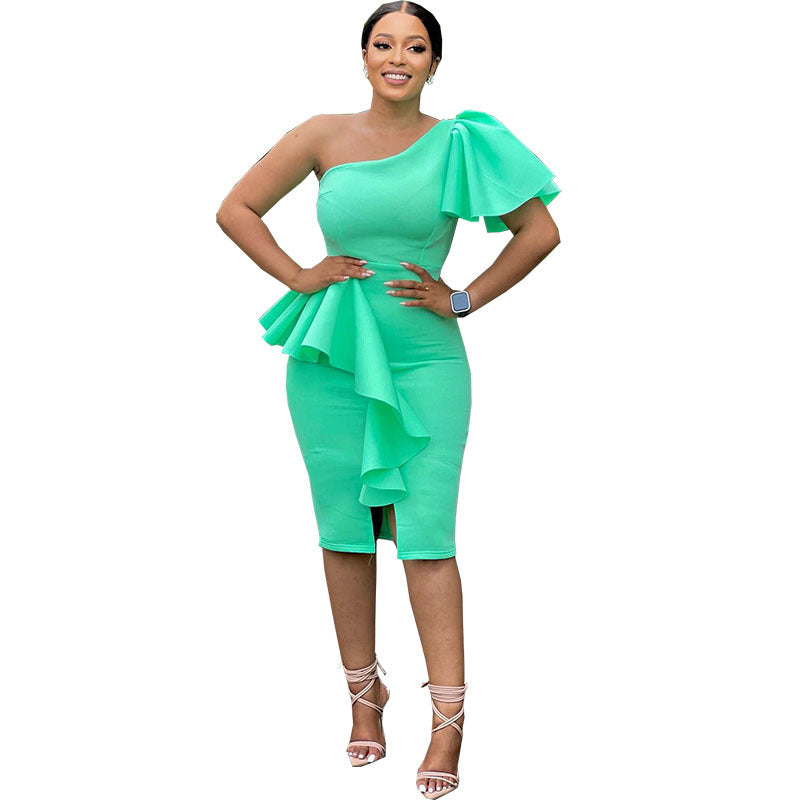 sourcing:  new women's off-the-shoulder, cinched-waist, bodycon, professional-style fashion dress