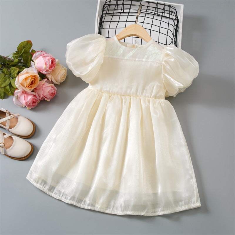 Girls' summer new collection dress  - baby girl bowknot tutu dress - birthday party dress - puff sleeve princess dress