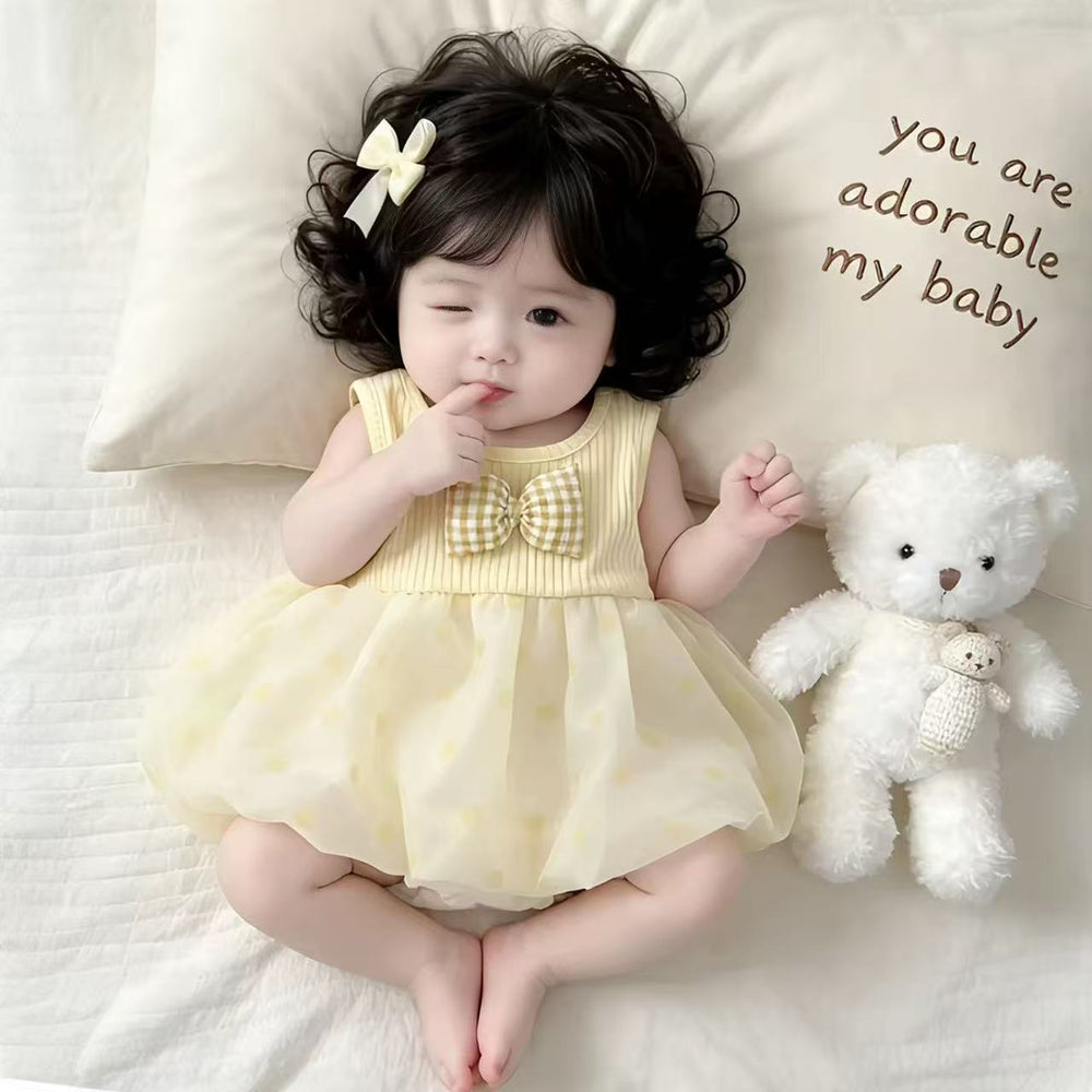 Stylish baby summer clothes, thin clothes for baby girls, one-piece princess, full moon, 100 days, summer, butt-covering skirt