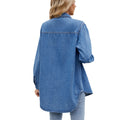 Wishfashion cross-border foreign trade women's clothing new  independent station washed looselong sleeves four-button denim lining