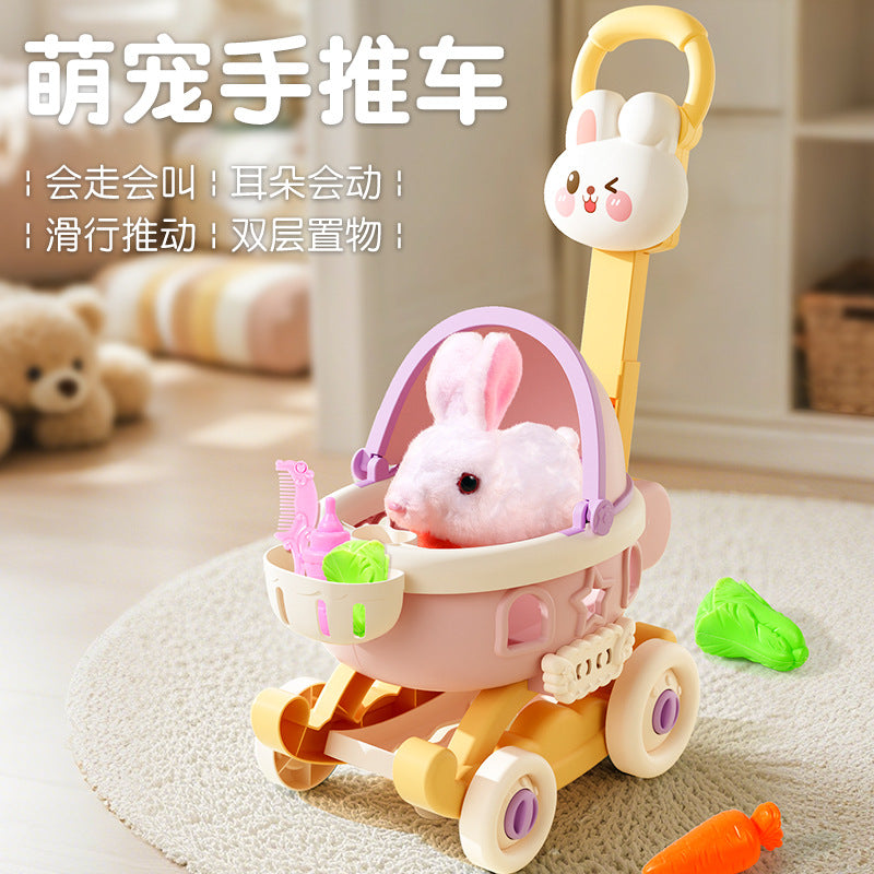 Kids electric stuffed toys baby artificial stroller play house girl stroller birthday gift cute pet doll