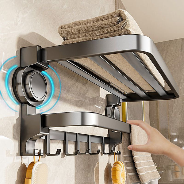 Suction cup bathroom gun ash non-punching towel rack bath towel bathroom rack toilet shower room toilet storage rack