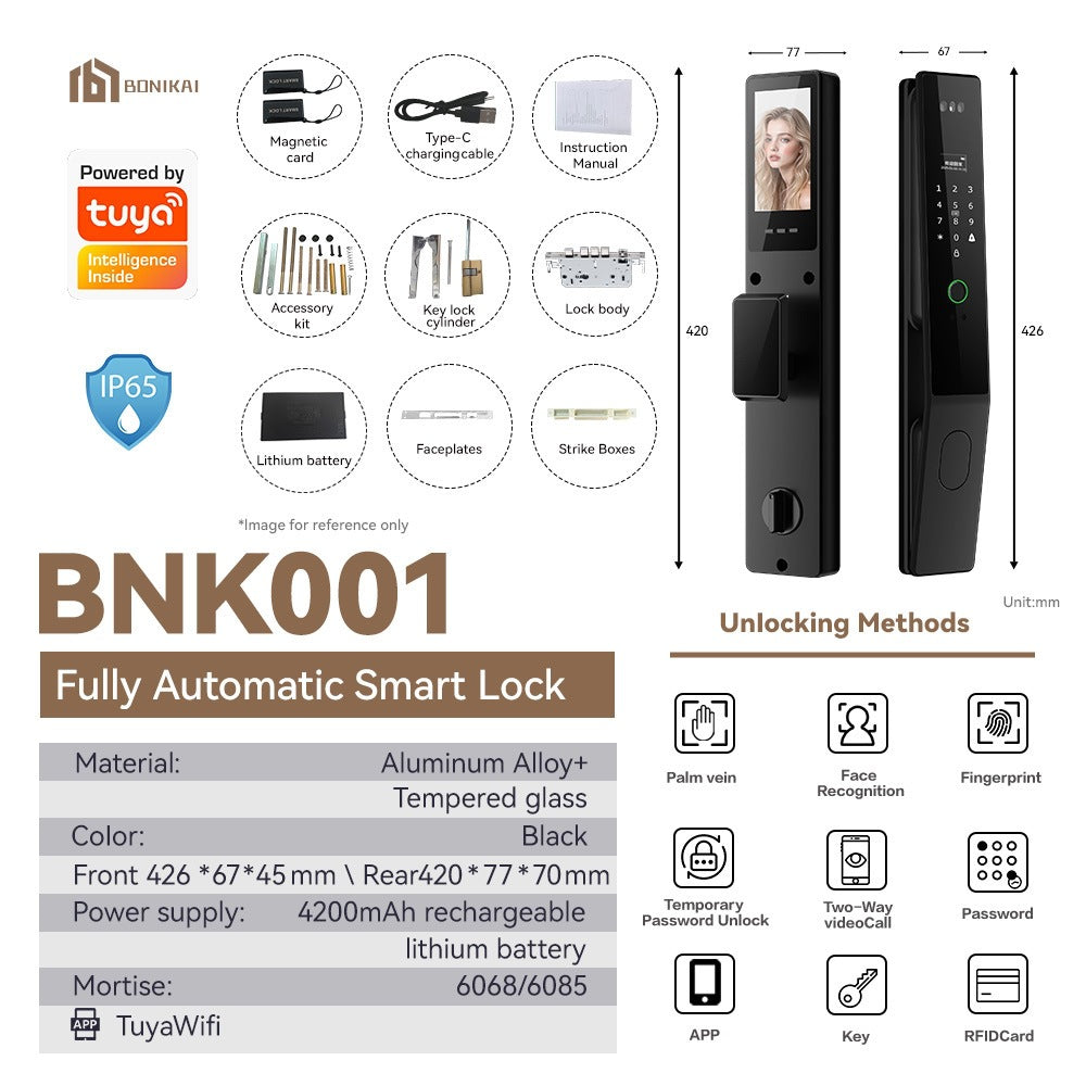 Smart lock 3d face recognition tuya video intercom