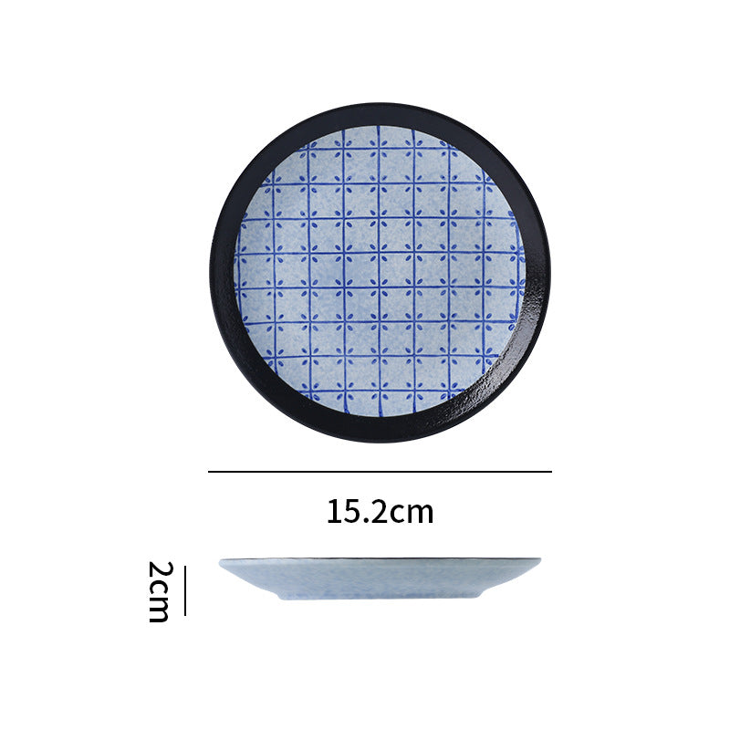 Japanese classic blue pattern tableware hotel style western food plate deep plate for home high-looking rice bowl byron tableware