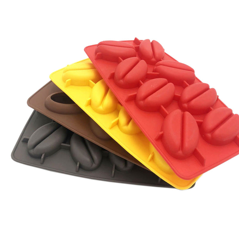 Coffee bean silicone ice grid frozen ice cube mold household refrigerator ice box food grade homemade ice mold ice making artifact