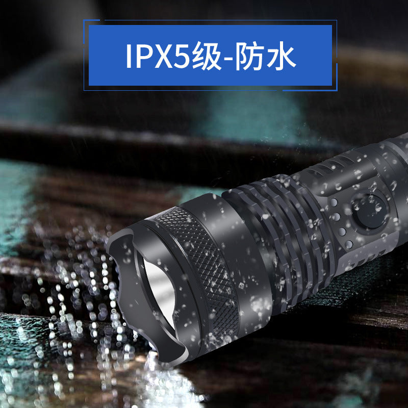 Hot-selling strong light flashlight zoom power display flashlight rechargeable outdoor portable long-range flashlight