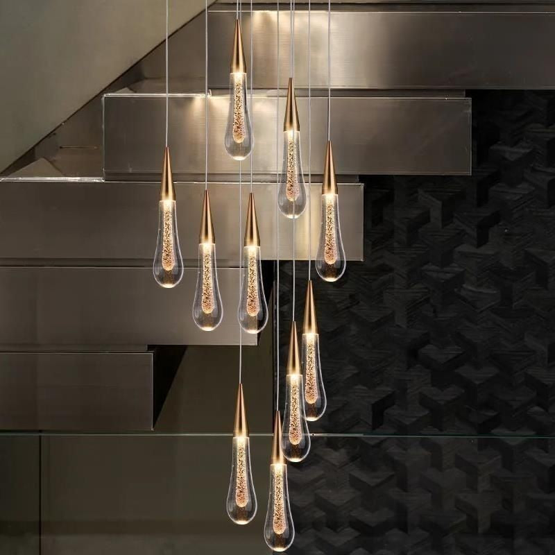Hotel room luxury teardrop crystal pendant light - starlight shattered light acrylic - perfect for b&bs, bedrooms, and dining rooms