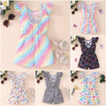 Kids' flutter sleeve striped butterfly open-back romper