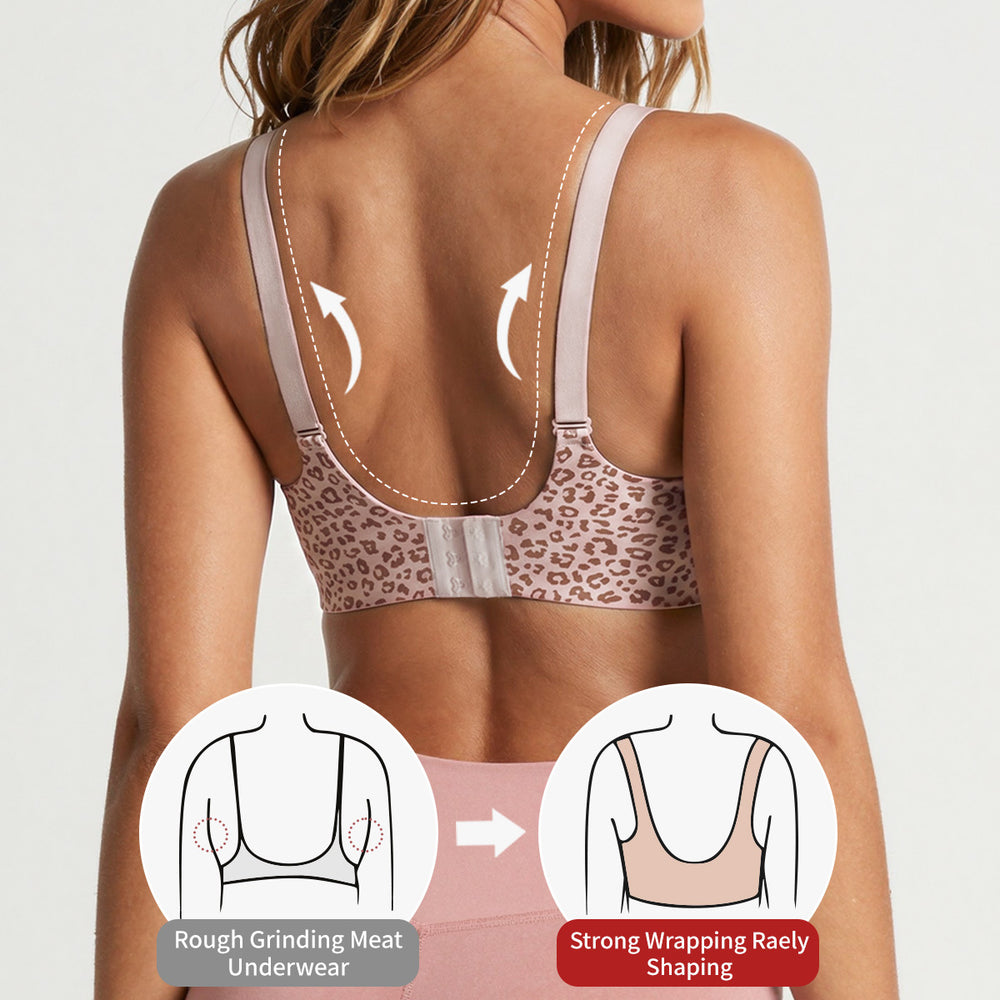 wireless seamless intimates lift push up plaid soft support leopard print plus size seamless bra