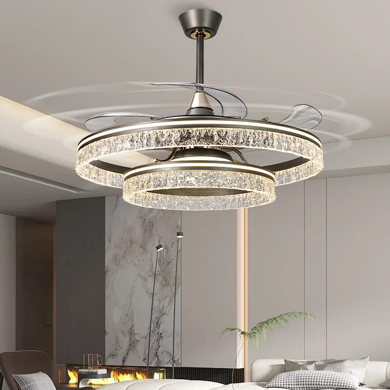 Ice crack ceiling fan light Invisible fan light Modern simple home decoration lighting Bedroom restaurant Household integrated fan light