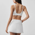Lace-trimmed bra, lace-trimmed mini skirt, high-waisted tummy-control yoga pants, slimming camisole, running sports three-piece summer set