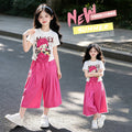 Girls' summer lightweight outfit  new korean style wide-leg pants two-piece set for big girls and toddlers - stylish kids' set