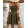 fashion:  summer new arrival - european & american style ruffle trim, slim-fit, figure-flattering cami dress for women