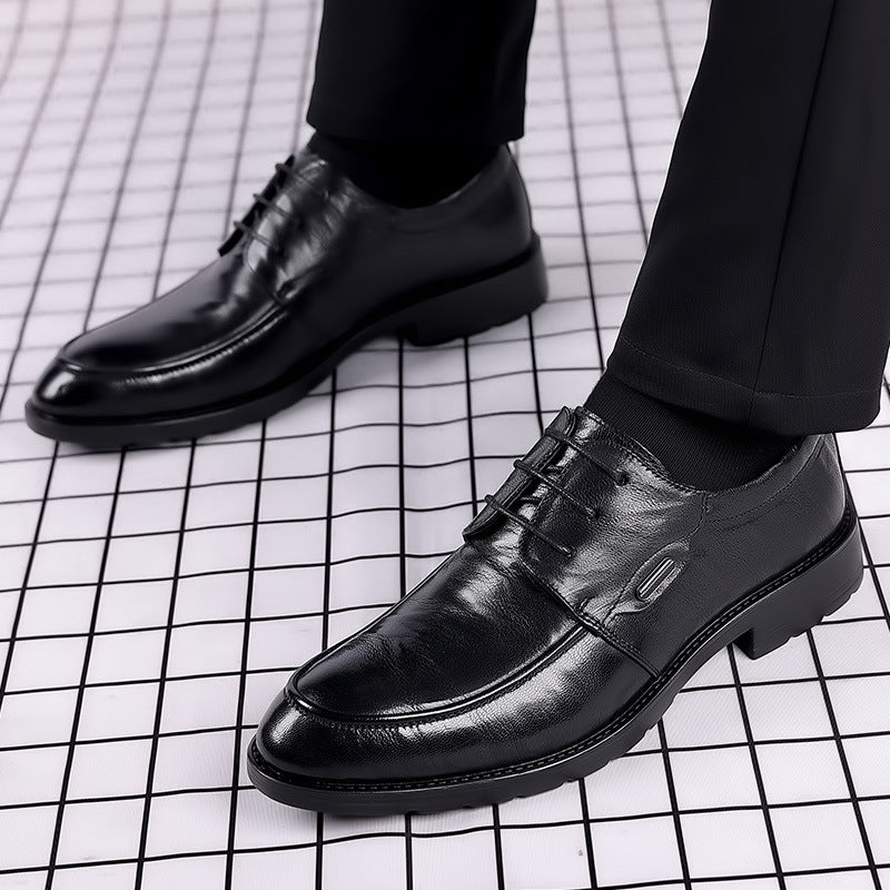 Men's leather dress shoes - business, formal, casual, breathable - live stream, cross-border, korean style, youth, work, groom, wedding