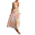 women's summer new arrivals:  cross-border fashion - elegant casual halter neck printed backless cropped maxi dress