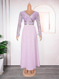 Fashion cross-border export  dress african plus size women's clothing autumnew arrival lace patchwork sequined long skirt