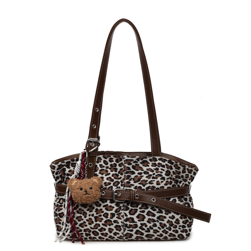 2025 new autumn/winter women's retro leopard print handbag - versatile shoulder bag, light luxury texture, perfect for work and commuting