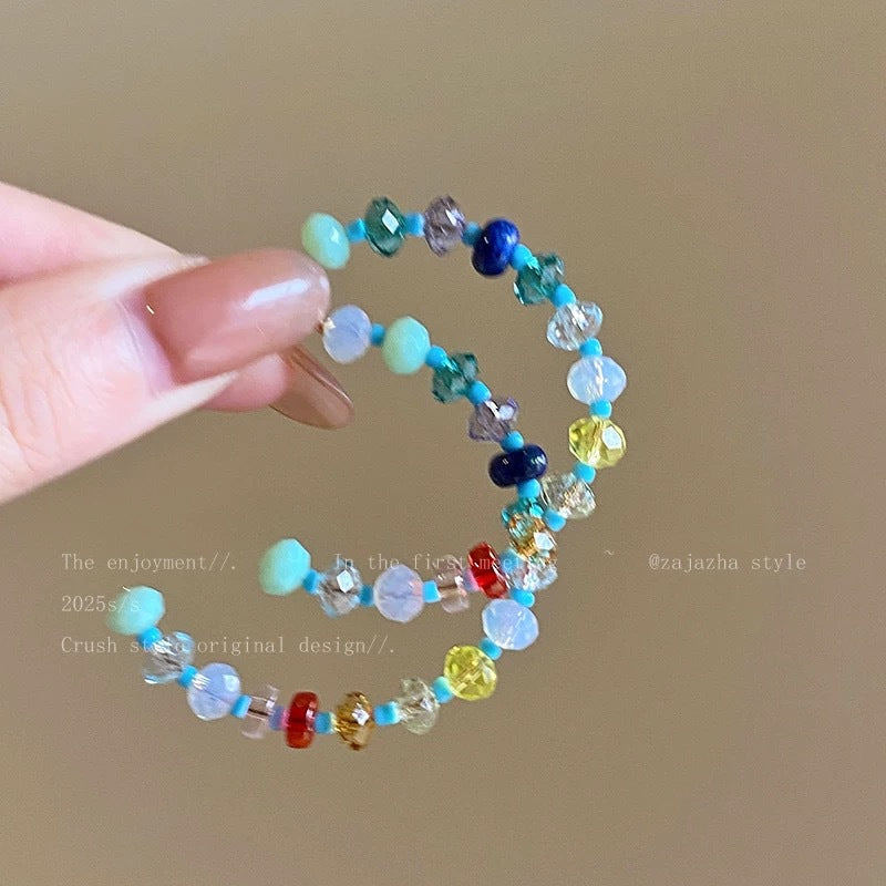 Dopamine beaded big hoop earrings - women's luxury, high-end, statement earrings - 2026 new, unique, and beautiful earrings