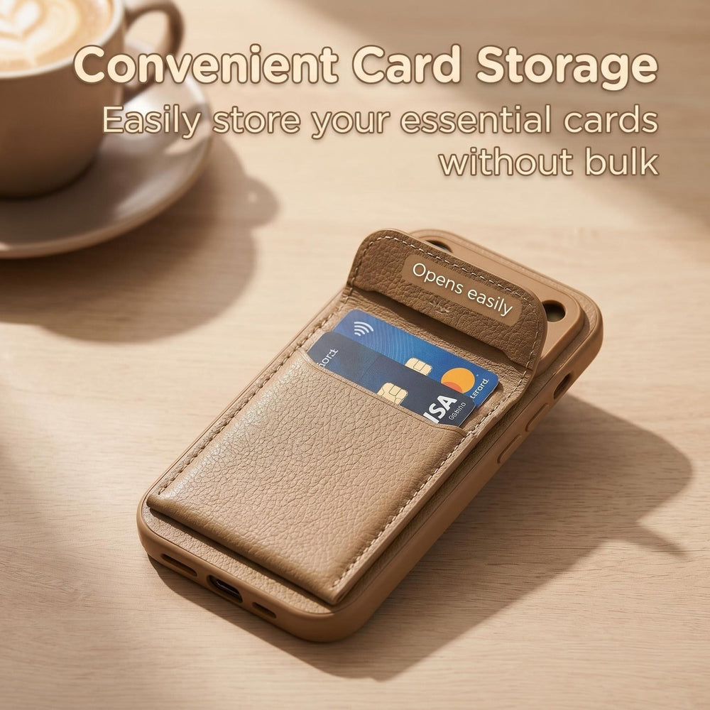 iphone 17 pro max leather case card holder phone case apple 16 vegan leather matte anti-drop protective cover