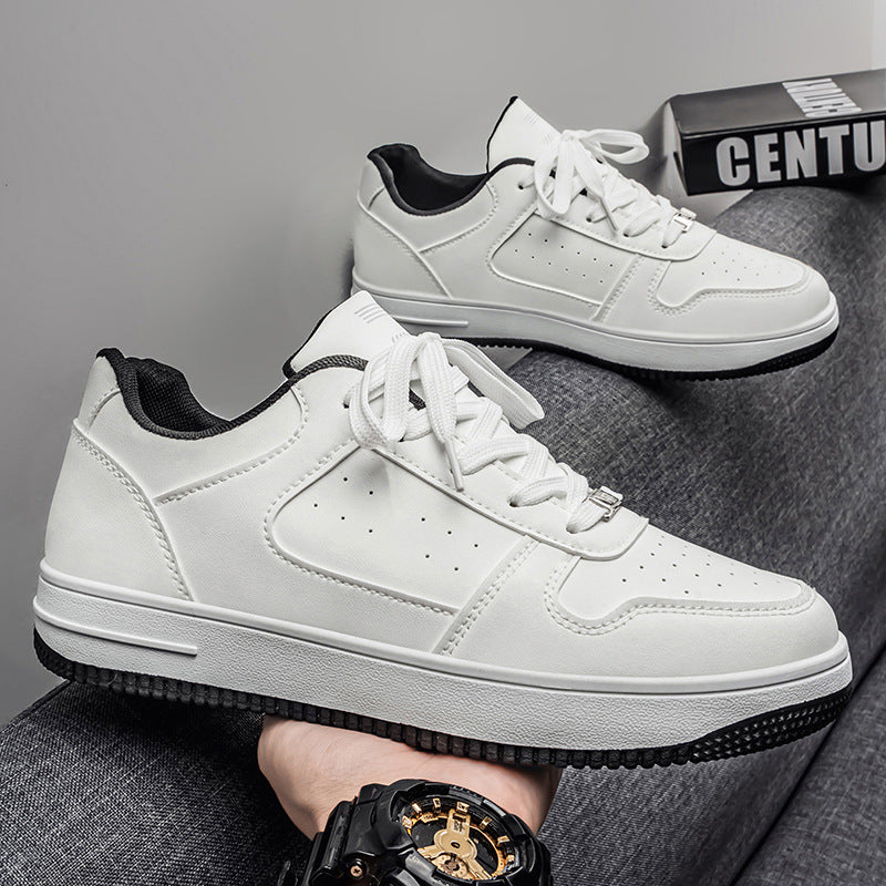 Men's spring new arrivals: breathable white sneakers, trendy and versatile thick-soled athletic casual low-top skate shoes for students