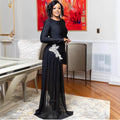 women's black rhinestone floral long sleeve bodycon dress - cocktail club party sexy long sleeve