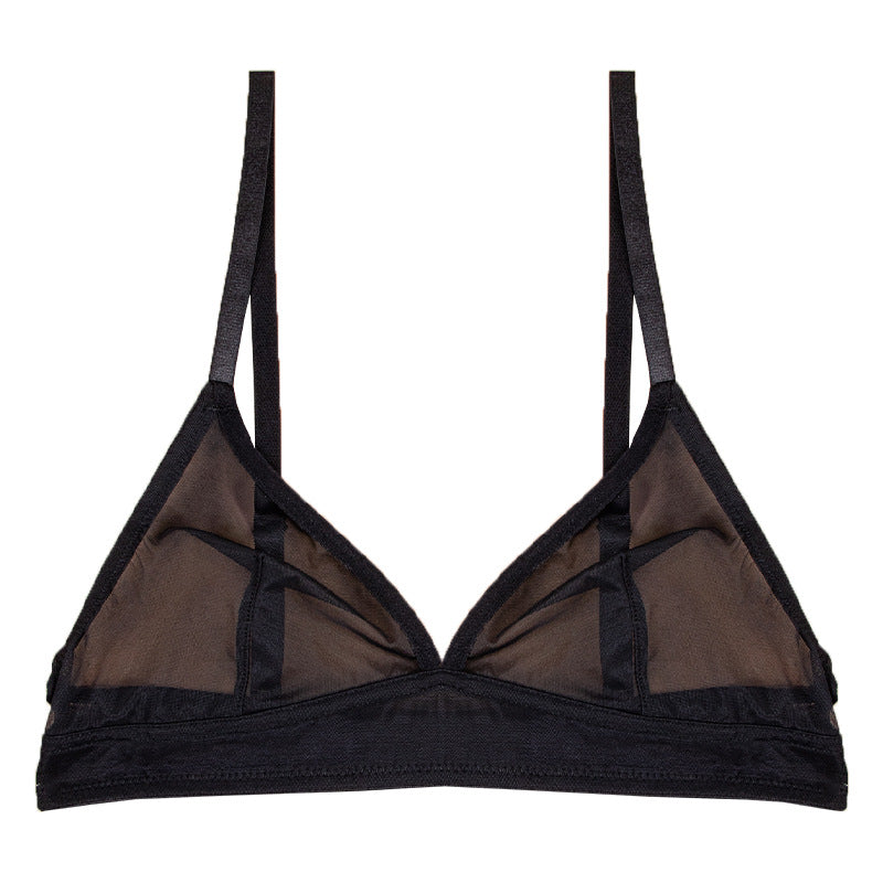 french sexy transparent three-point women's bra small breast mesh intimates hot girl ultra-thin style