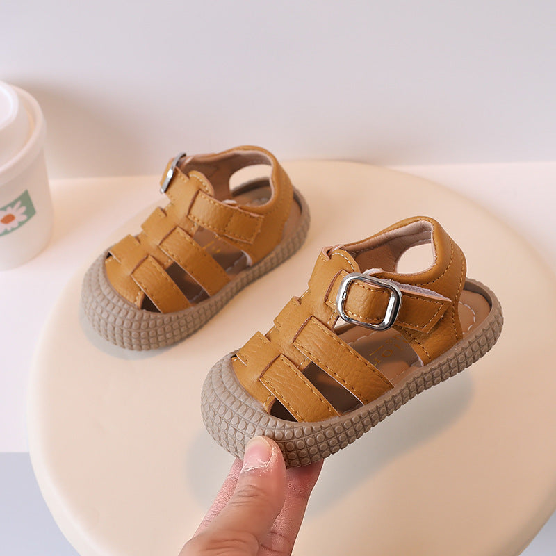 Korean style trendy summer new baby first walker shoes soft sole sandals simple breathable closed-toe sandals for boys and girls 1-3 years old