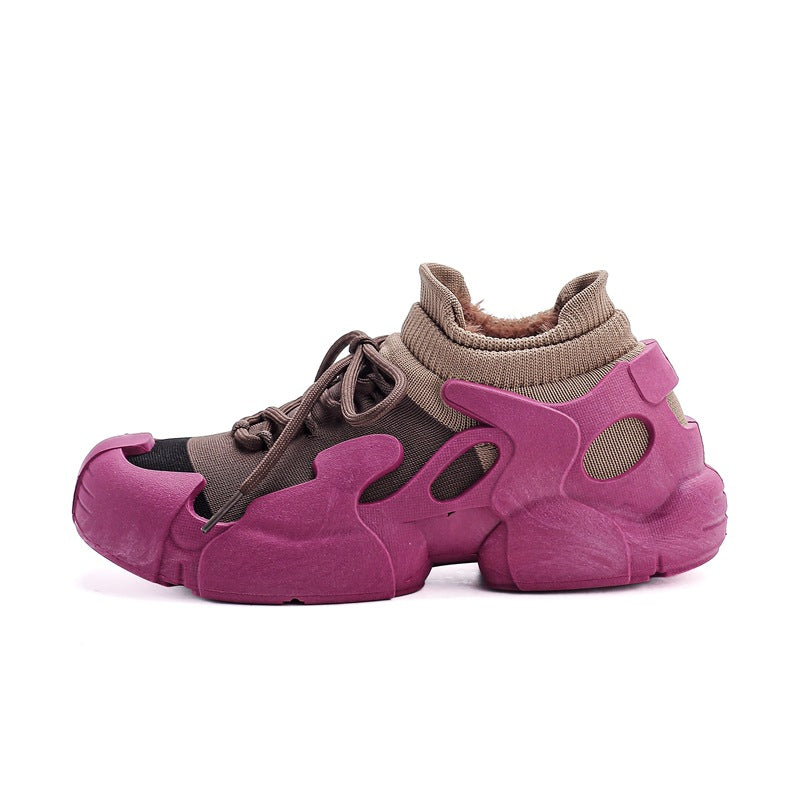 Women's mid-cut winter shoes: new winter collection - fleece-lined, extra thick cotton shoes, cold-weather protection, warm, casual, thick-soled athletic shoes for women