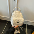 Korean style minimalist diamond pattern soft leather backpack for women, 2025 new fashionable and unique small backpack, simple shoulder travel bag