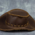 Handmade pure cowhide western cowboy hat crazy horse leather outdoor harley casual hat genuine leather men sunshade knight hat