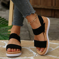 Wholesale women's plus size platform wedge heel sandals with open back and flyknit upper - summer  beachwear