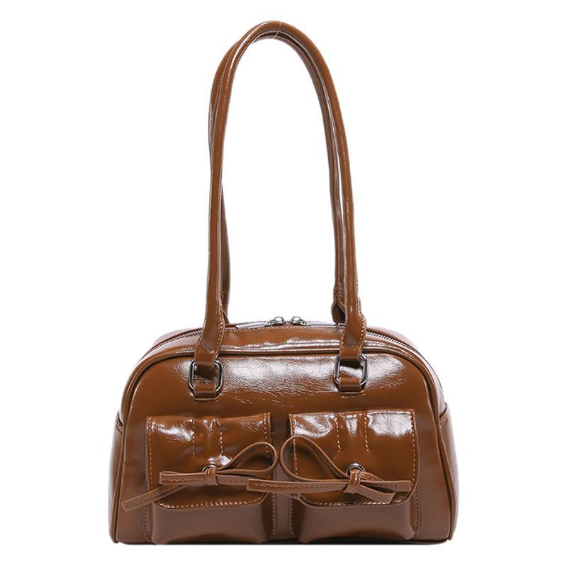 Cross-border  large-capacity PU bag women's 2025 new ballet style bow underarm bag versatile shoulder bag