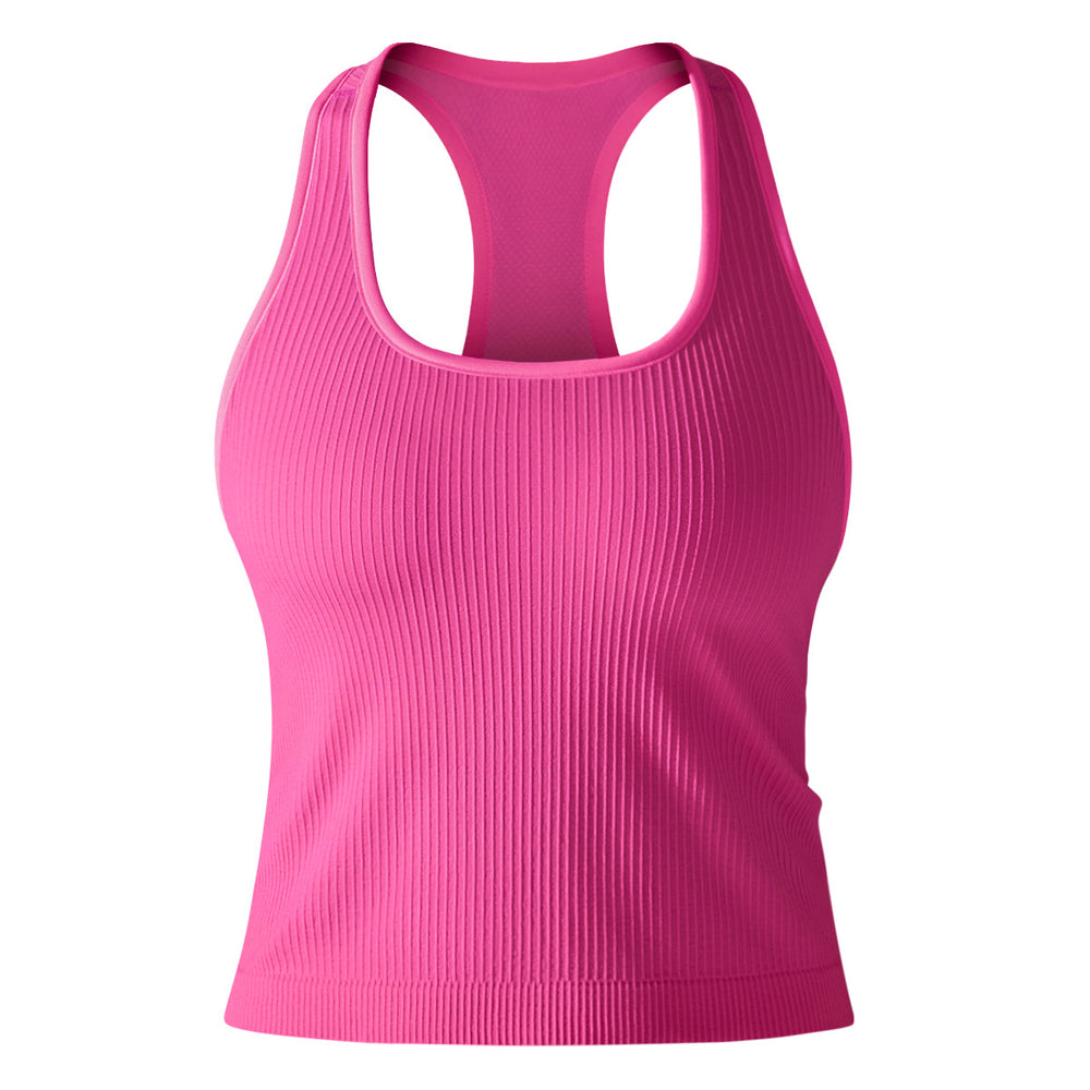 New ribbed knit yoga tank top - sleeveless u-neck, quick-dry, breathable, compression fit for running, sports, and fitness