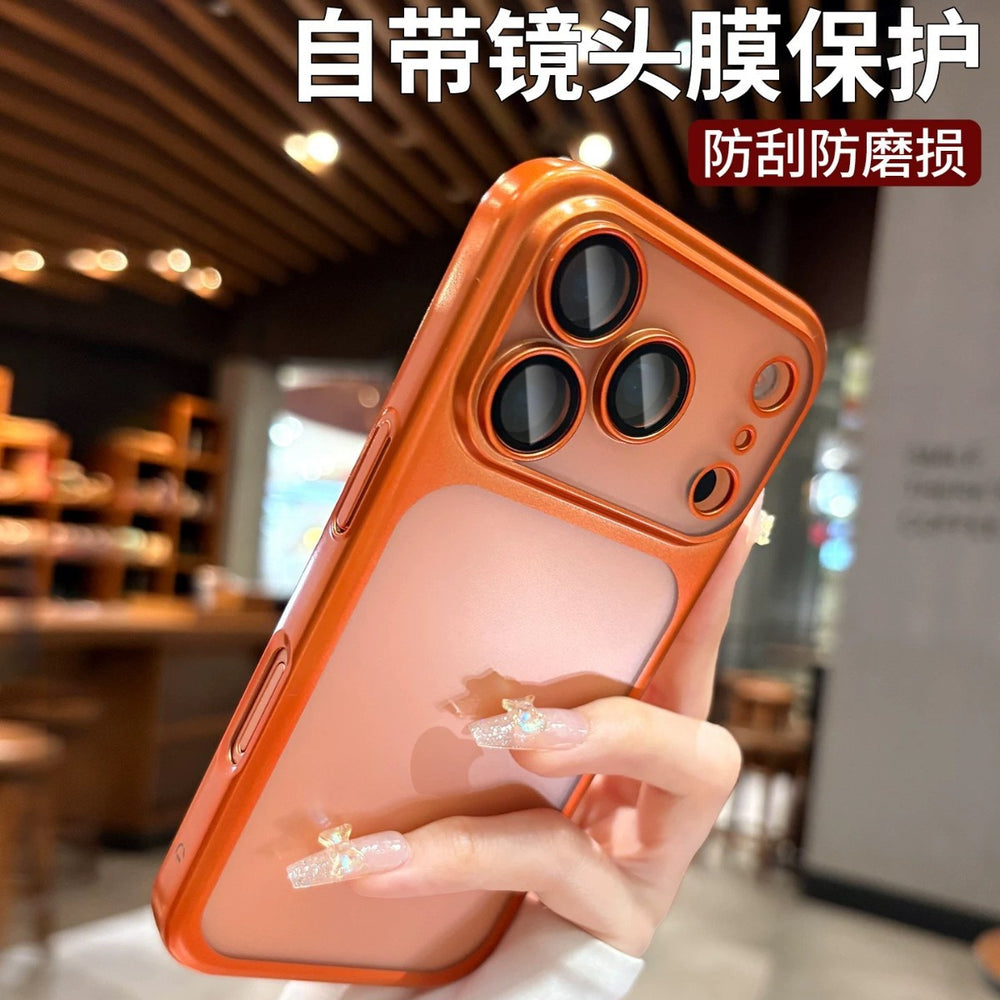 Matte electroplated pc suitable for iphone17promax mobile phone case apple 16/15 lens film anti-fall protective cover