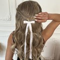 Wholesale bow headbands: european and american cross-border girl's hair accessories - sweet, minimalist, high-end ruffle long flowing headband