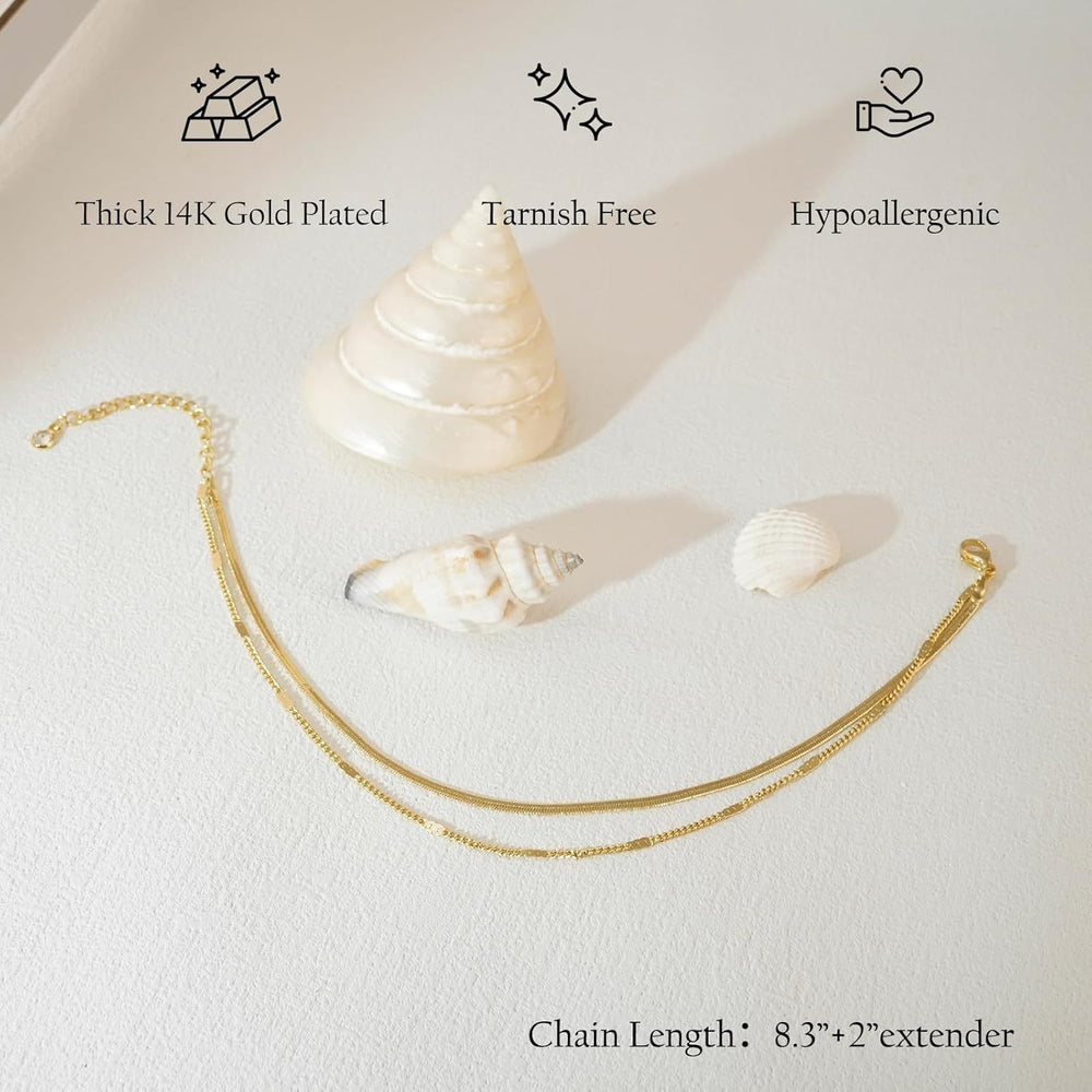 European and american new stainless steel anklet for women, vintage influencer style, light luxury niche design, cross-border fashion layered 14k gold anklet