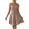 fashion  summer new arrival holiday floral pleated ruffles casual suspender dress for women