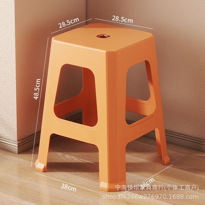 Living room dining table stool thickened plastic for home adult stackable high stool housewarming new home wedding red stool