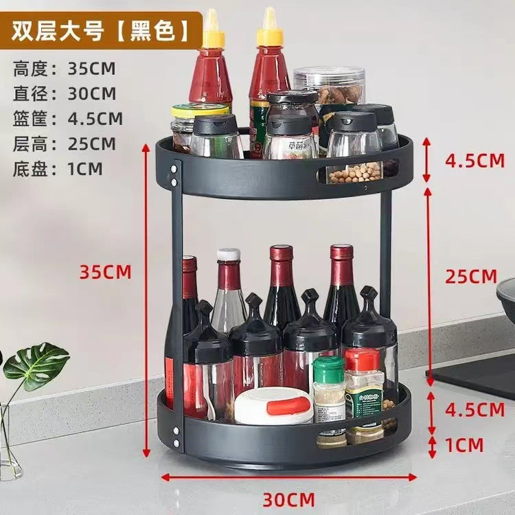New kitchen storage rack - desktop rotating organizer, round spice rack, adjustable kitchen storage shelf